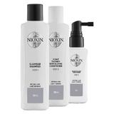 Комплект продукти против леко падане за естествена коса с изтъняла коса - Nioxin System 1, 150 мл+150 мл+50 мл