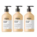 Пакет 3 x Възстановяващ шампоан за увредена коса - L'Oreal Professionnel Absolut Repair Gold Quinoa + Protein Shampoo, 500мл