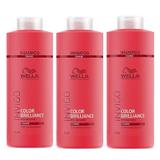 Пакет 3 x Шампоан за боядисана, груба коса - Wella Professionals Invigo Color Brilliance Color Protection Shampoo Coarse Hair, 1000мл
