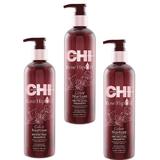 Пакет 3 x Шампоан за боядисана коса - CHI Farouk Rose Hip Oil Color Nurture Protecting Shampoo 340мл