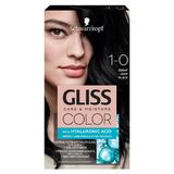 Перманентна боя за коса с хиалуронова киселина -Schwarzkopf Gliss Color, нюанс  1-0 Deep Black
