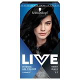 Перманентна гел боя за коса - Schwarzkopf Live Intense Gel Permanent Color, нюанс 1.0 Raven Black