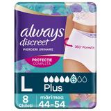  Бикини за уринарна инконтиненция - Always Discreet Underwear Plus, размер L, 8 бр