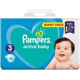  Бебешки пелени - Pampers Active Baby, размер 3 (6-10 кг), 90 бр