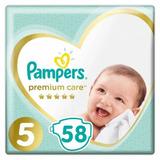  Бебешки пелени - Pampers Premium Care, размер 5 (11-16 кг), 58 бр