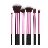 Комплект от 6 розови и черни четки за грим - Mimo Makeup Brush Long Ferrule, 6 бр