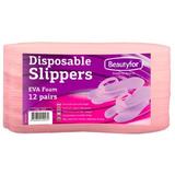 Чехли от бяла пяна за еднократна употреба - Beautyfor Disposable Slippers EVA Foam, 12 двойки