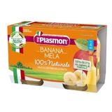 100% натурално пюре от банан и ябълка - Plasmon, 4 месеца+, 2 x 104 гр