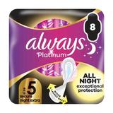 Дамски превръзки - Always Platinum Secure Night Extra, размер 5, 8 бр