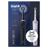 Комплект електрически четки за зъби - Oral-B Vitality Pro Duo Pack, черно/лилаво, 