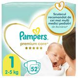 Памперси за новородени - Pampers Premium Care Newborn, размер 1 (2-5 кг), 52 бр