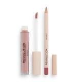 Комплект за устни: молив + течно червило - Makeup Revolution Lip Contour Kit, нюанс Brunch, 1 бр